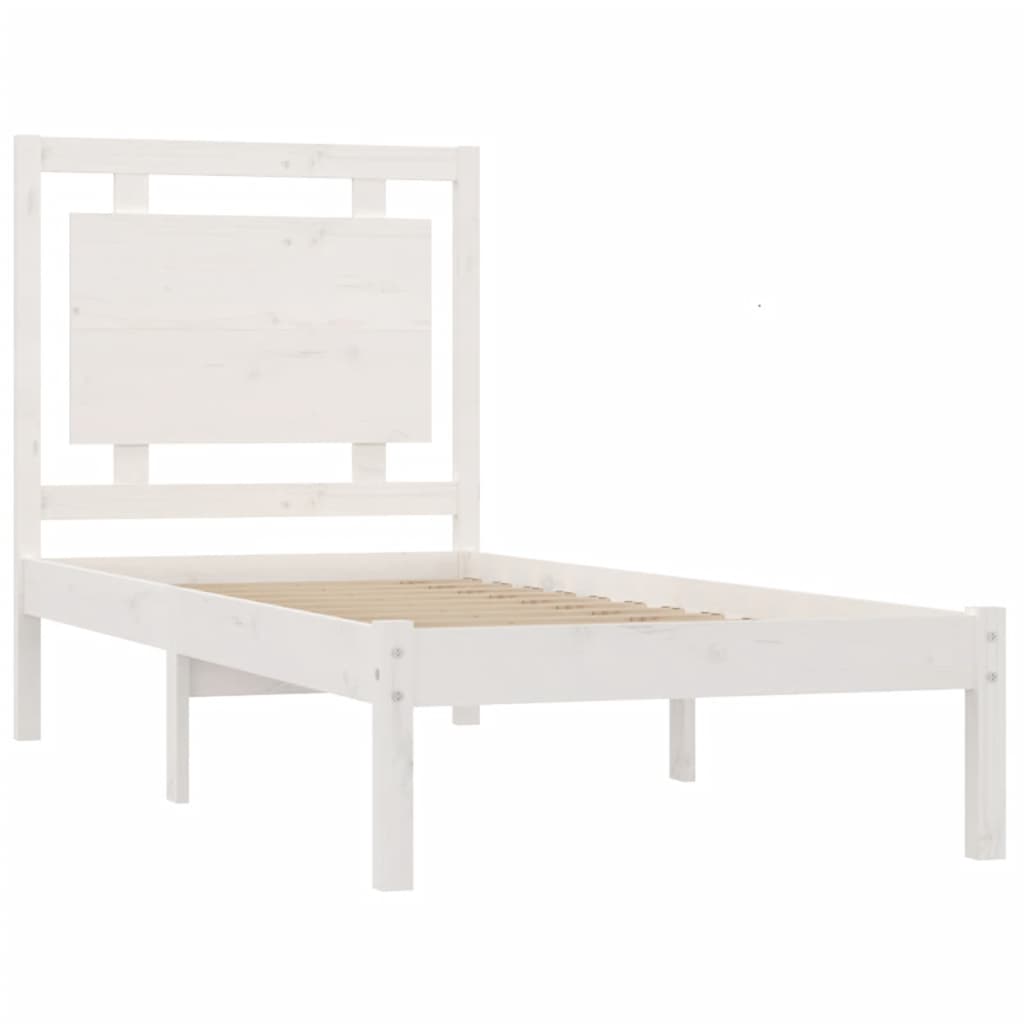 vidaXL Bed Frame without Mattress White 75x190 cm Small Single Solid Wood