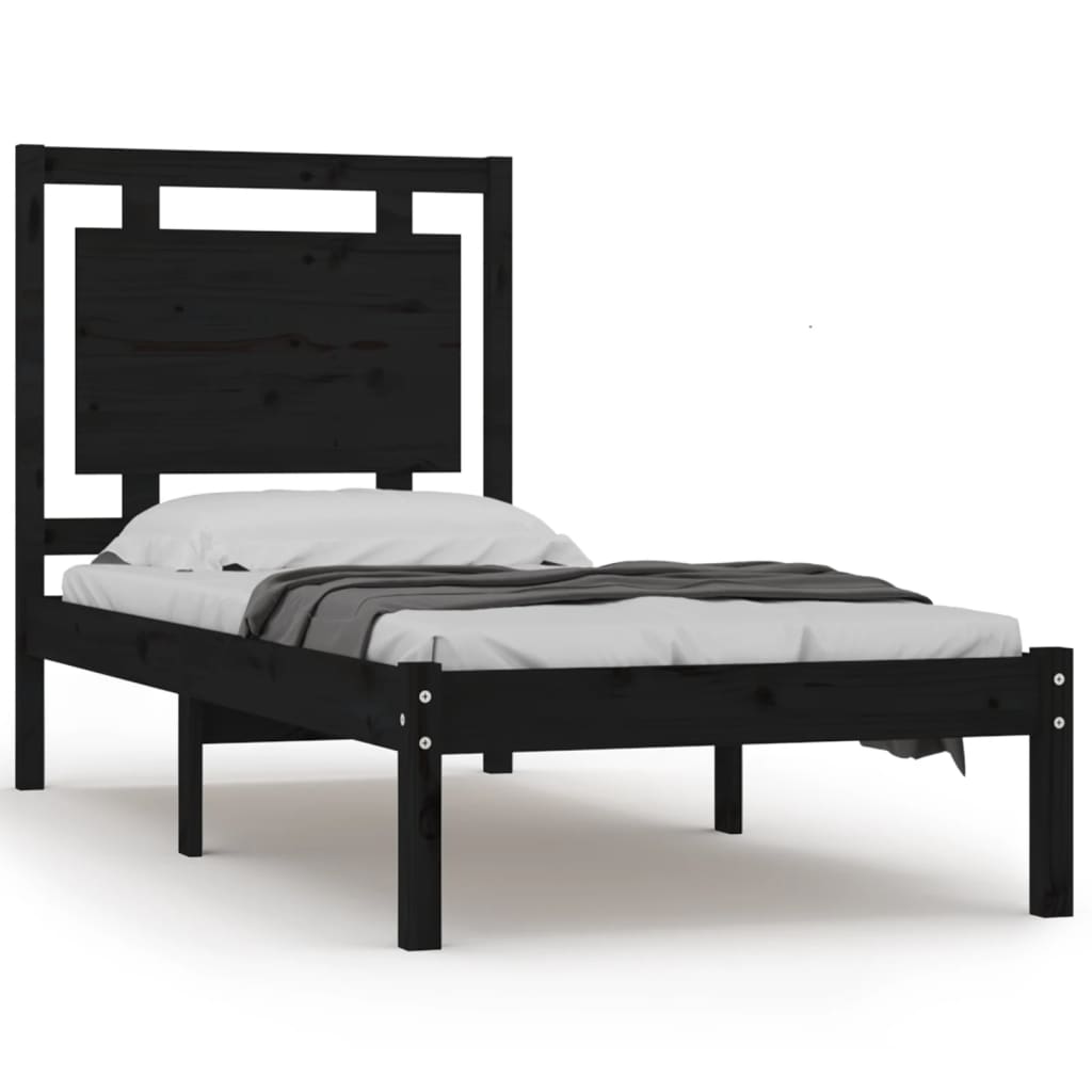 vidaXL Bed Frame without Mattress Black 100x200 cm Solid Wood