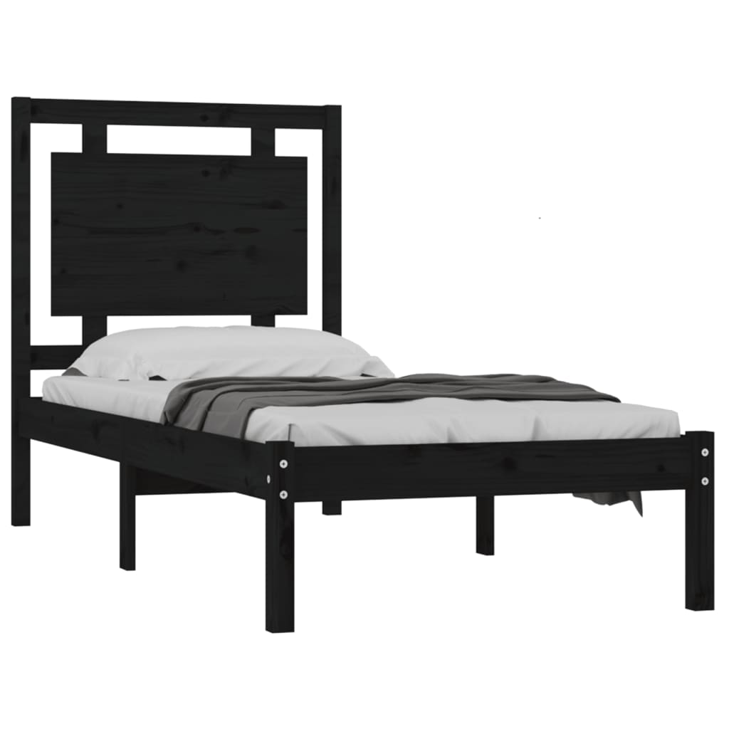 vidaXL Bed Frame without Mattress Black 100x200 cm Solid Wood