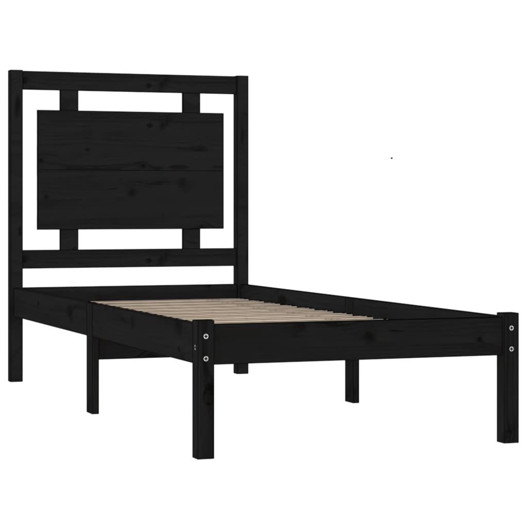 vidaXL Bed Frame without Mattress Black 100x200 cm Solid Wood