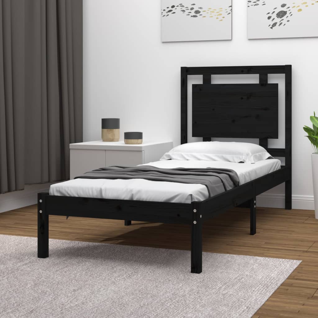 vidaXL Bed Frame without Mattress Black 100x200 cm Solid Wood