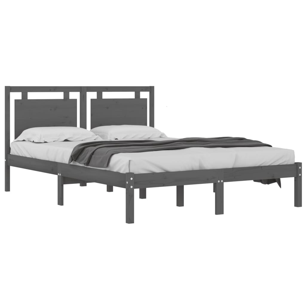 vidaXL Bed Frame without Mattress Grey 120x200 cm Solid Wood