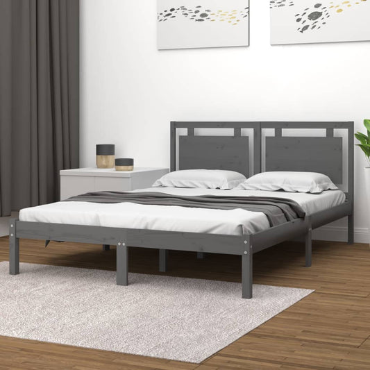 vidaXL Bed Frame without Mattress Grey 120x200 cm Solid Wood