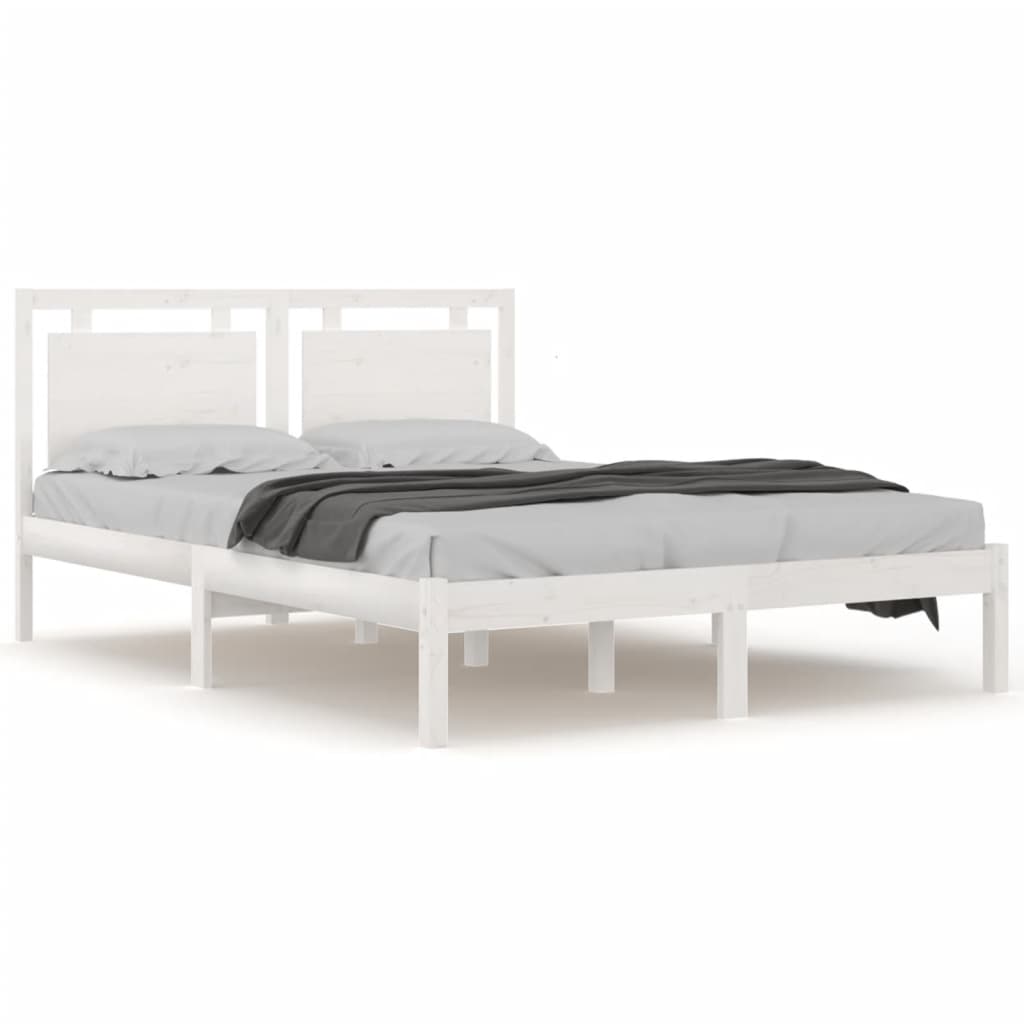 Bed Frame without Mattress White 200x200 cm Solid Wood