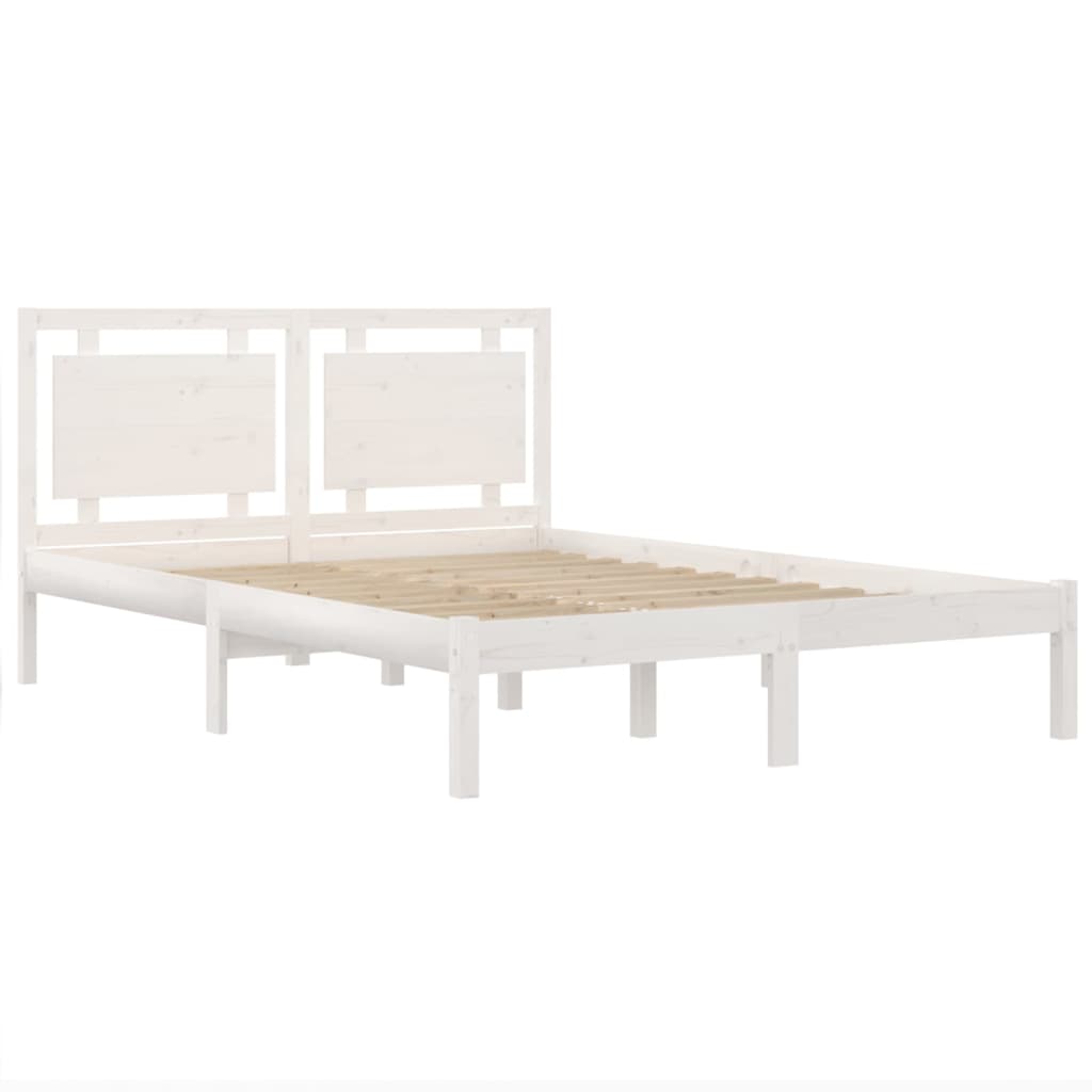 Bed Frame without Mattress White 200x200 cm Solid Wood