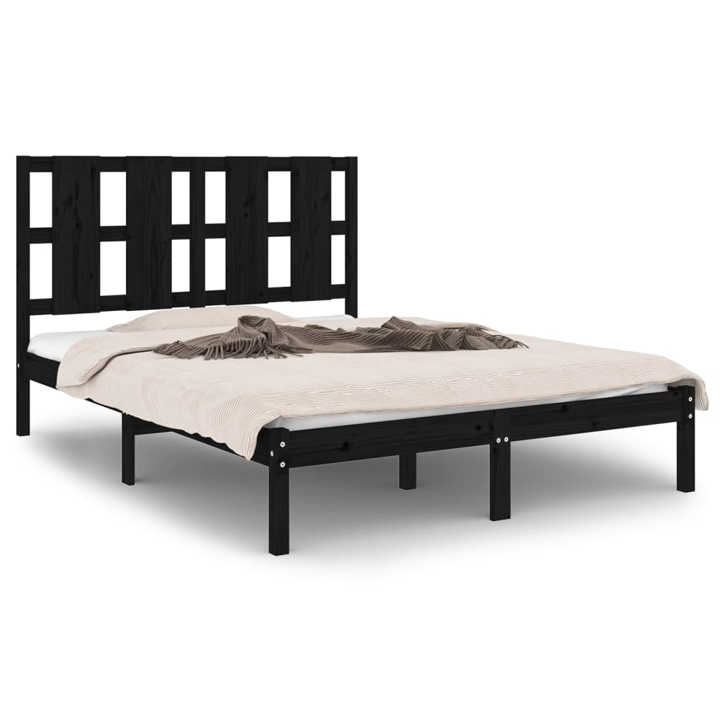 vidaXL Bed Frame without Mattress Black 120x190 cm Small Double Solid Wood