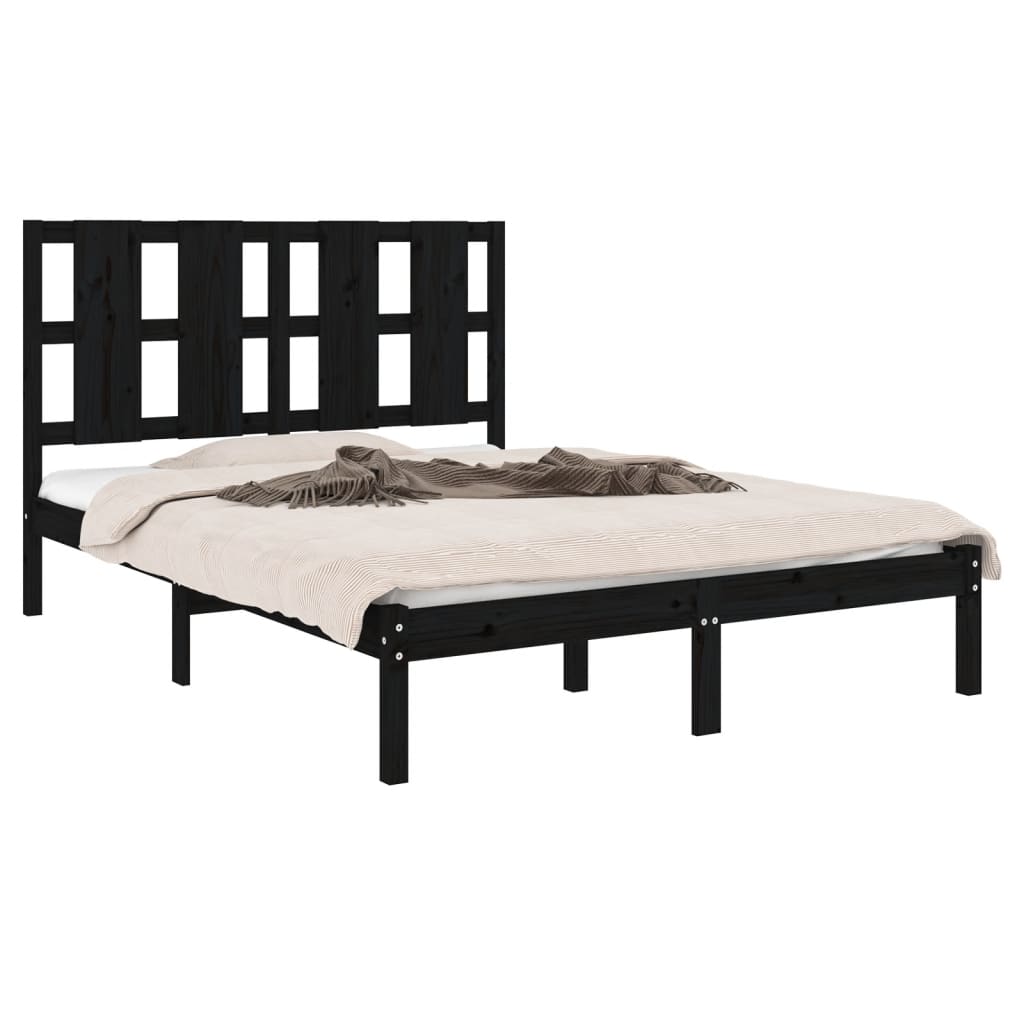 vidaXL Bed Frame without Mattress Black 120x190 cm Small Double Solid Wood