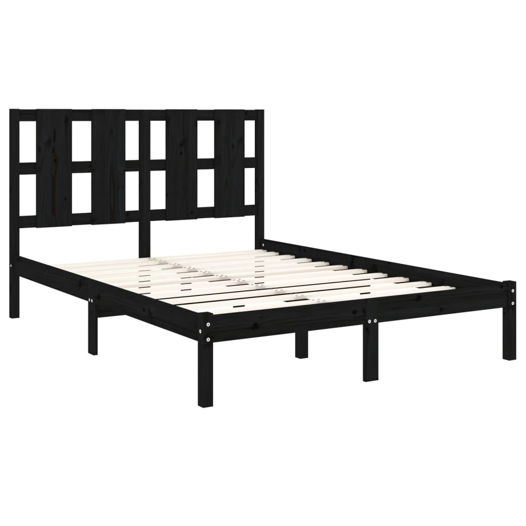 vidaXL Bed Frame without Mattress Black 120x190 cm Small Double Solid Wood