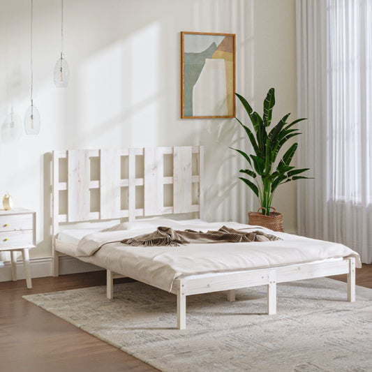 vidaXL Bed Frame without Mattress White 140x190 cm  Solid Wood Pine