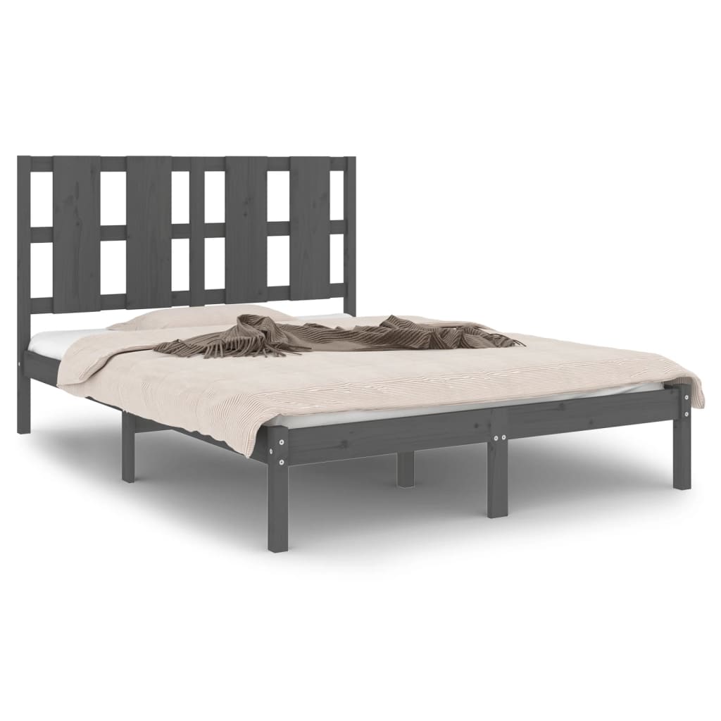 vidaXL Bed Frame without Mattress Grey 120x200 cm  Solid Wood Pine