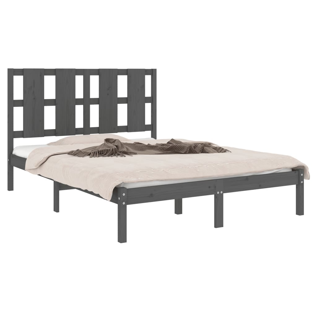 vidaXL Bed Frame without Mattress Grey 120x200 cm  Solid Wood Pine