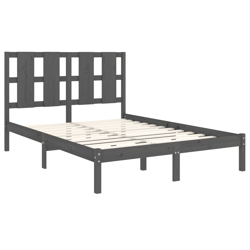 vidaXL Bed Frame without Mattress Grey 120x200 cm  Solid Wood Pine