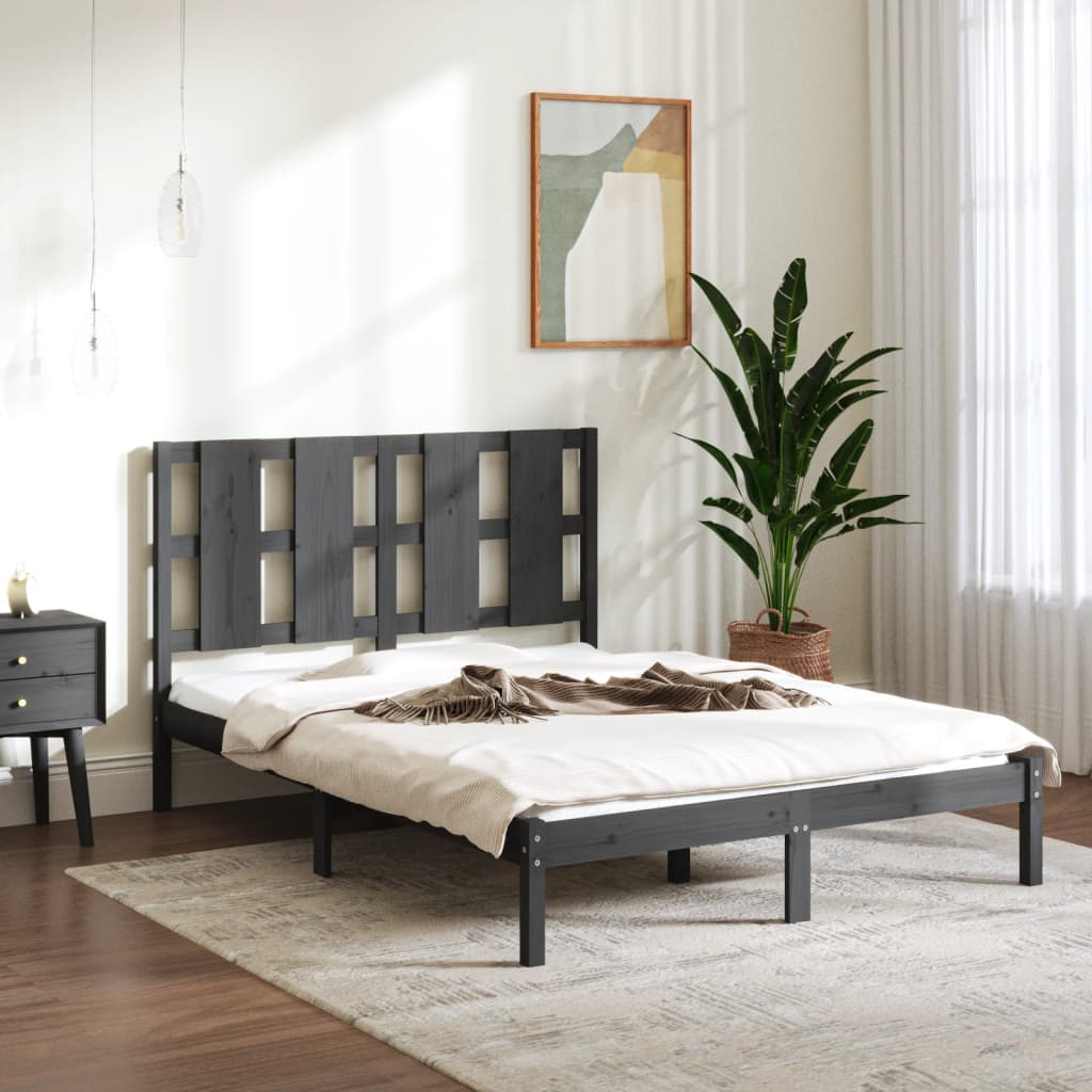 vidaXL Bed Frame without Mattress Grey 120x200 cm  Solid Wood Pine