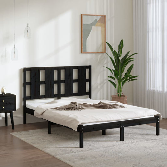 vidaXL Bed Frame without Mattress Black 120x200 cm  Solid Wood Pine