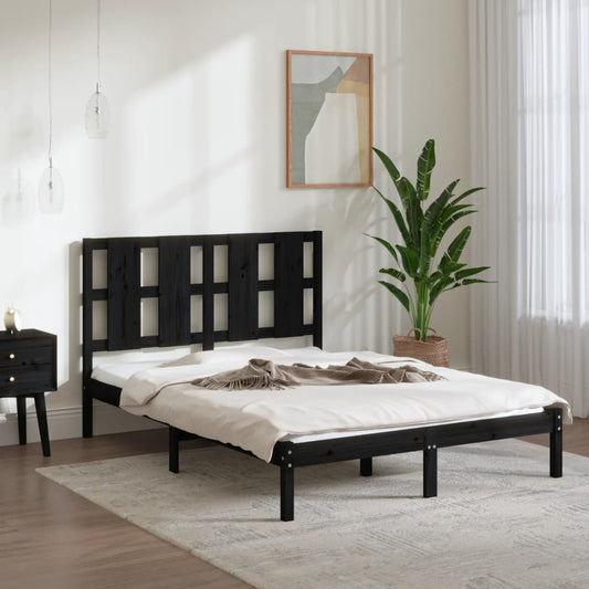 vidaXL Bed Frame without Mattress Black 140x200 cm  Solid Wood Pine