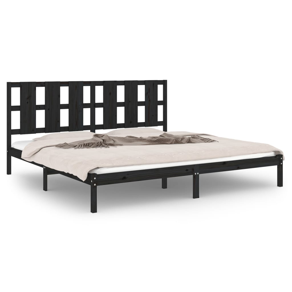 vidaXL Bed Frame without Mattress Black 180x200 cm Super King Solid Wood