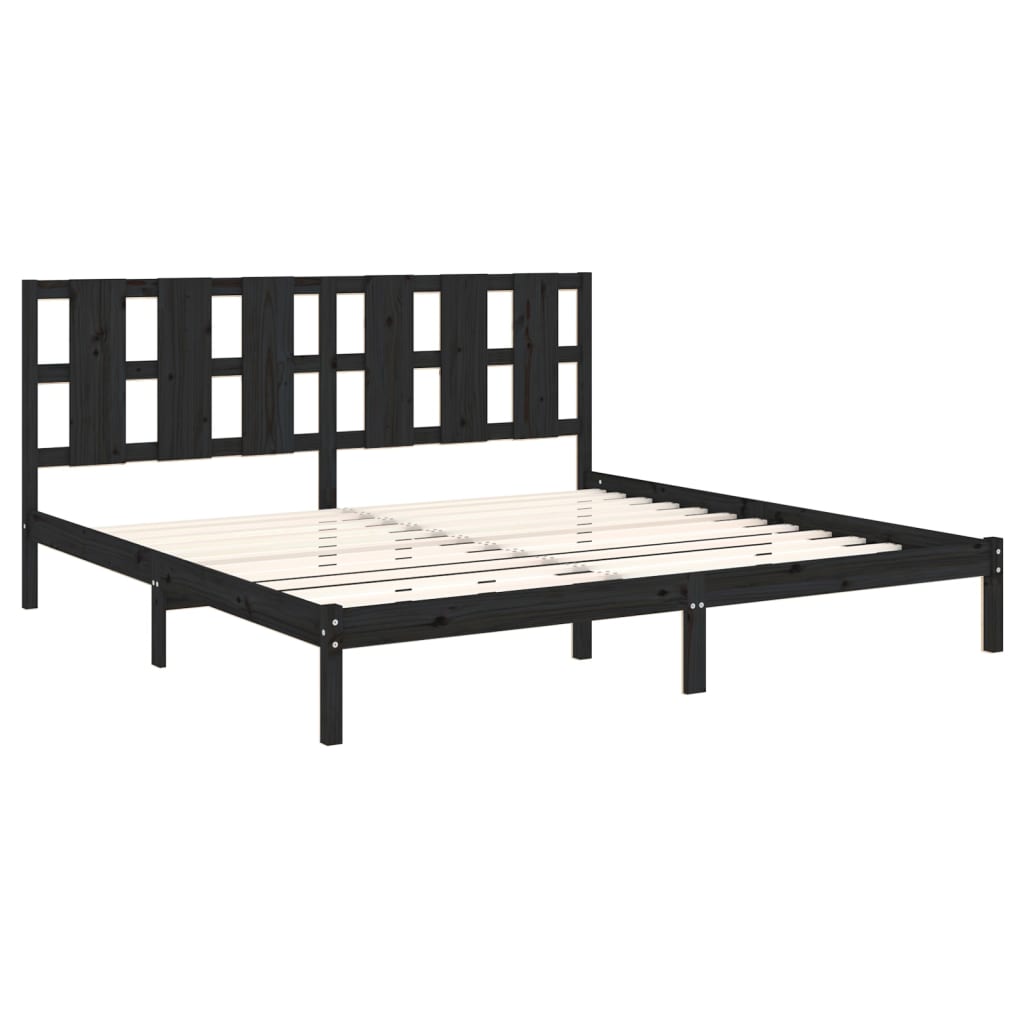 vidaXL Bed Frame without Mattress Black 180x200 cm Super King Solid Wood