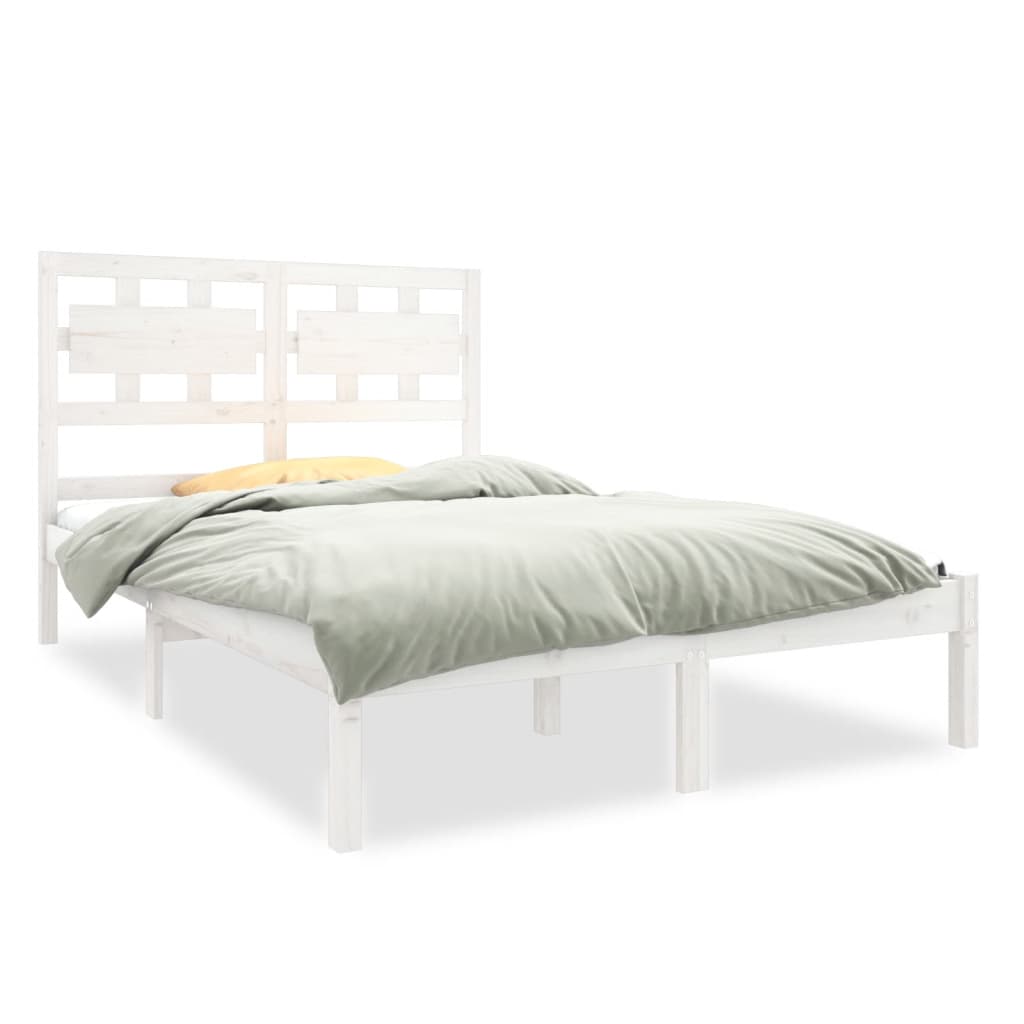 vidaXL Bed Frame without Mattress White 140x190 cm Solid Wood