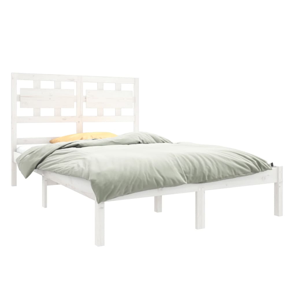 vidaXL Bed Frame without Mattress White 140x190 cm Solid Wood