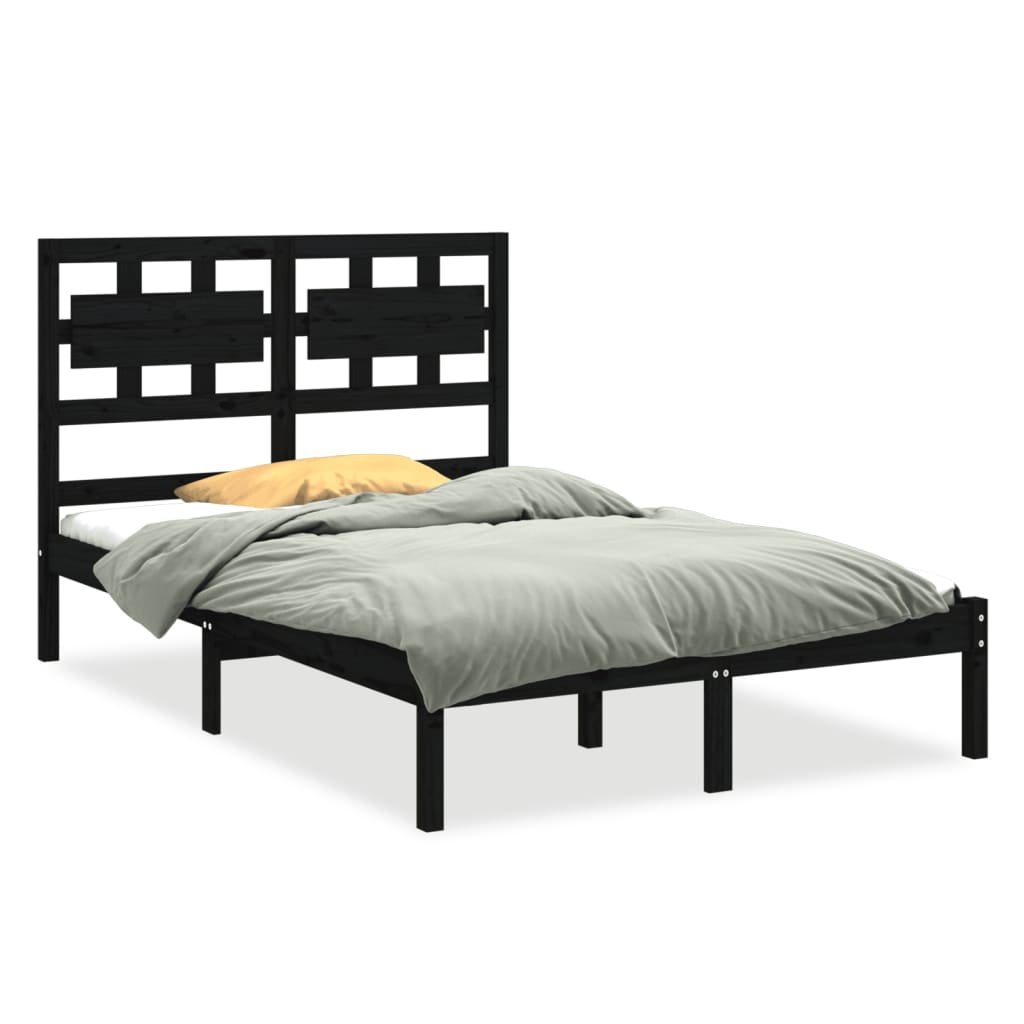 vidaXL Bed Frame without Mattress Black 140x200 cm Solid Wood