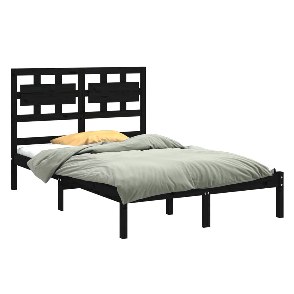 vidaXL Bed Frame without Mattress Black 140x200 cm Solid Wood