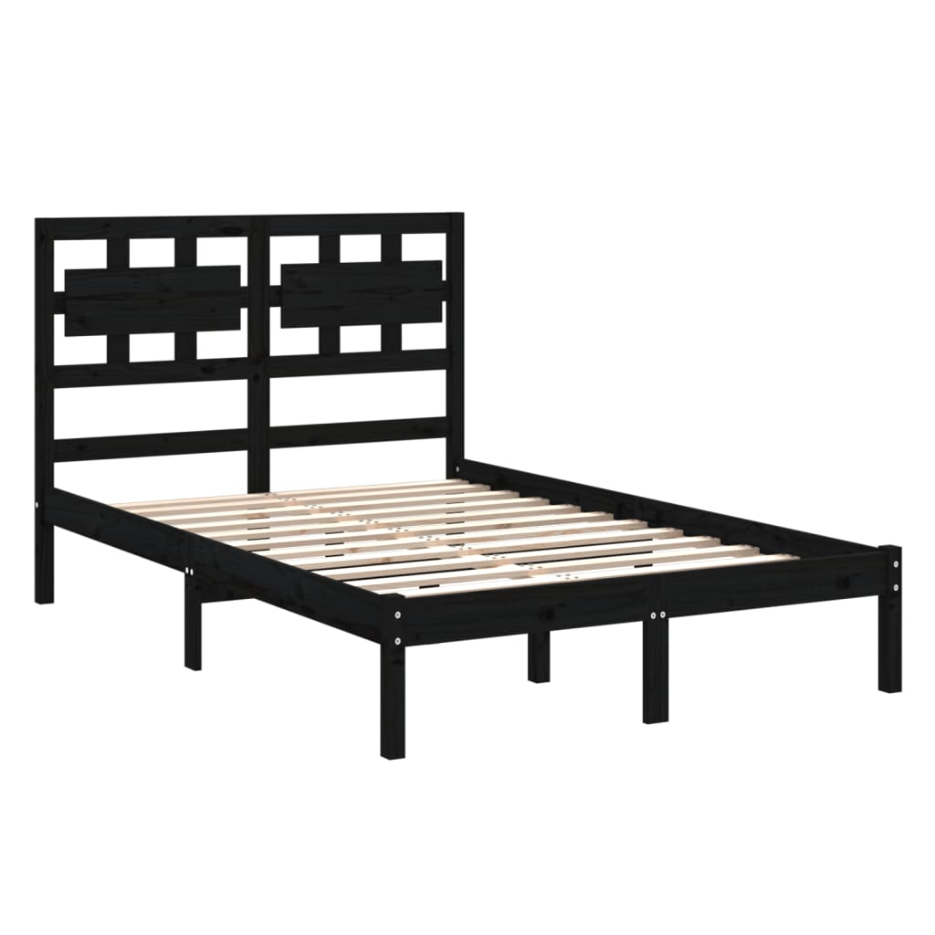 vidaXL Bed Frame without Mattress Black 140x200 cm Solid Wood