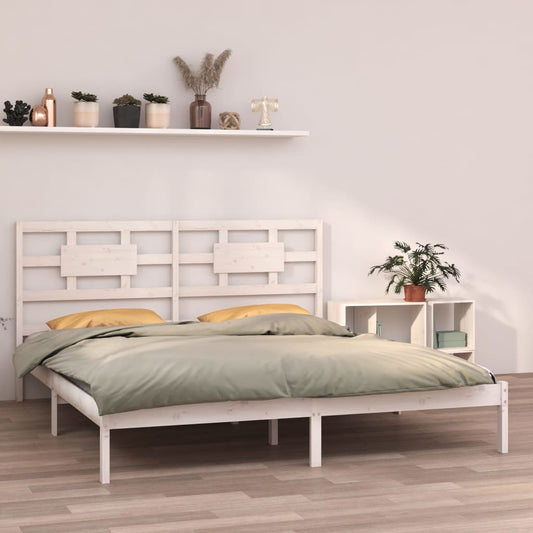 vidaXL Bed Frame without Mattress White 180x200 cm Super King Solid Wood