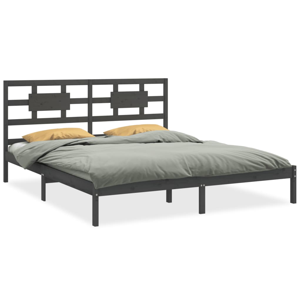 vidaXL Bed Frame without Mattress Grey 180x200 cm Super King Solid Wood