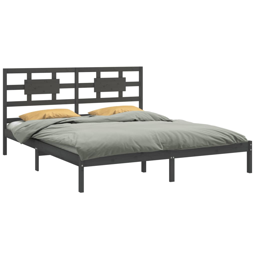 vidaXL Bed Frame without Mattress Grey 180x200 cm Super King Solid Wood