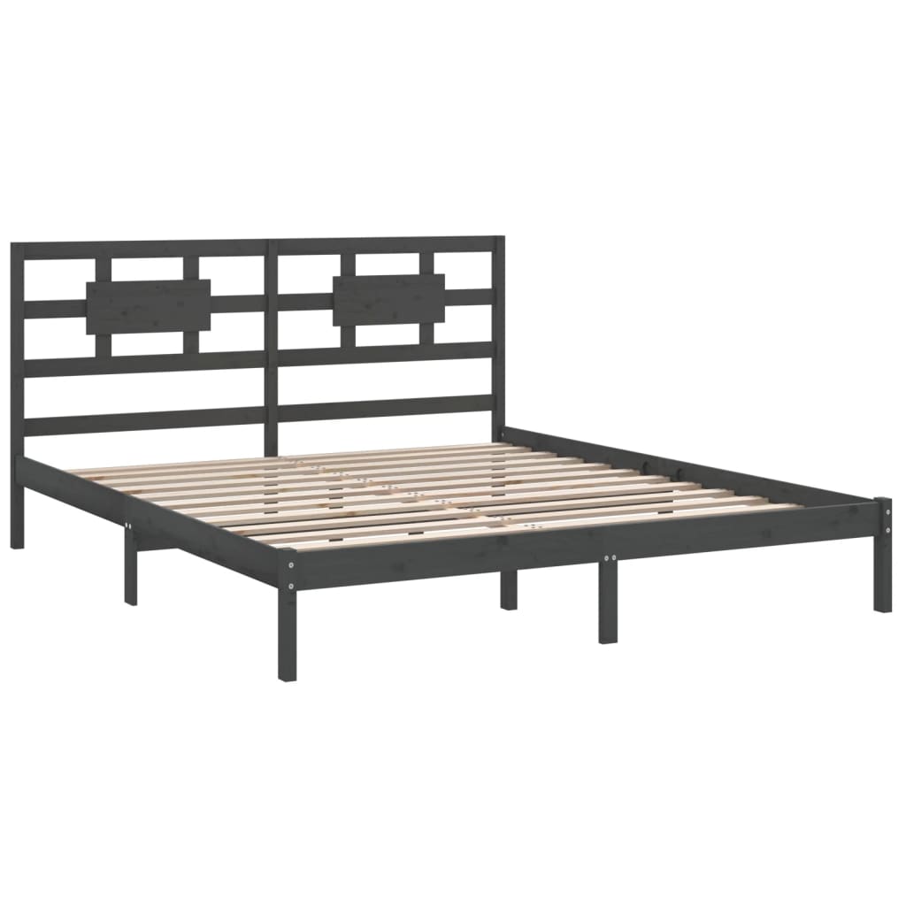 vidaXL Bed Frame without Mattress Grey 180x200 cm Super King Solid Wood