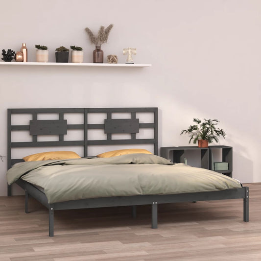 vidaXL Bed Frame without Mattress Grey 180x200 cm Super King Solid Wood