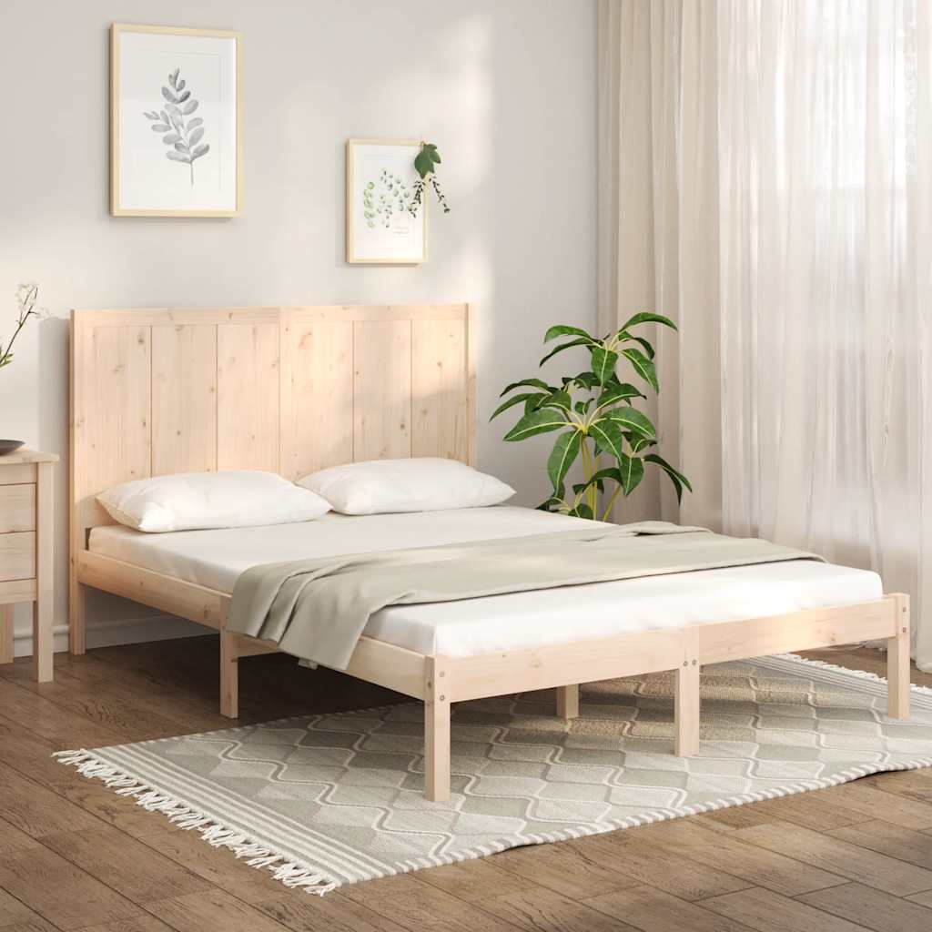 vidaXL Bed Frame without Mattress 150x200 cm King Size Solid Wood Pine