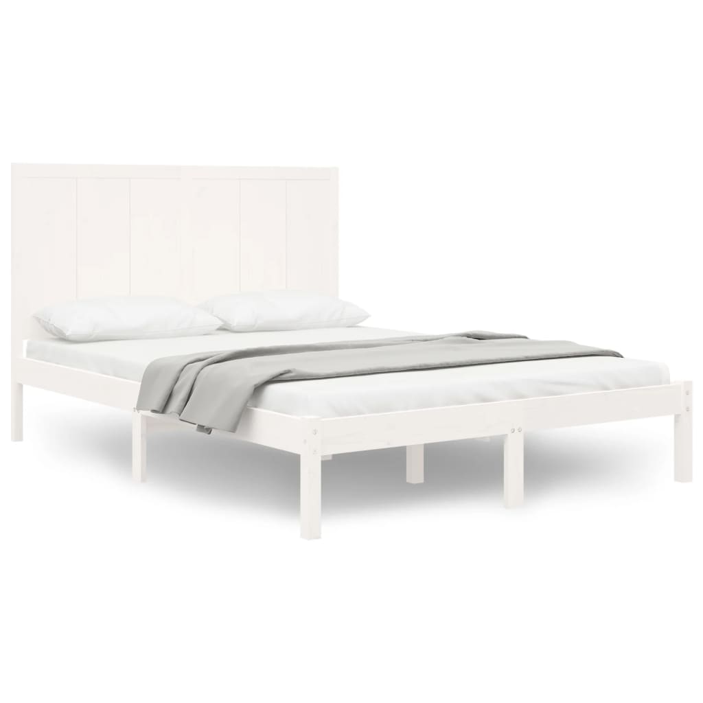 vidaXL Bed Frame White Solid Wood Pine 150x200 cm King Size