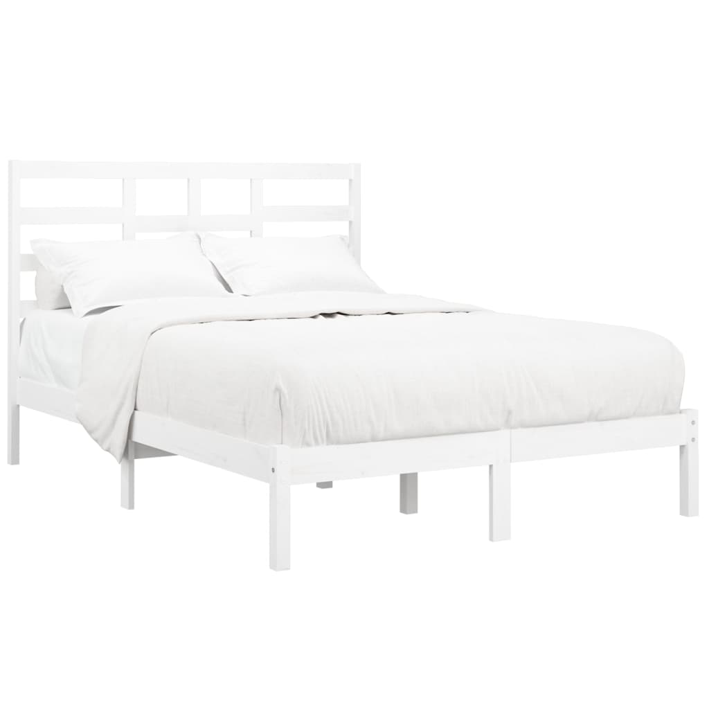 vidaXL Bed Frame without Mattress White Solid Wood 120x190 cm Small Double