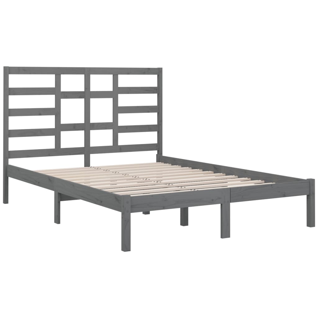 vidaXL Bed Frame without Mattress Grey Solid Wood 135x190 cm Double Double