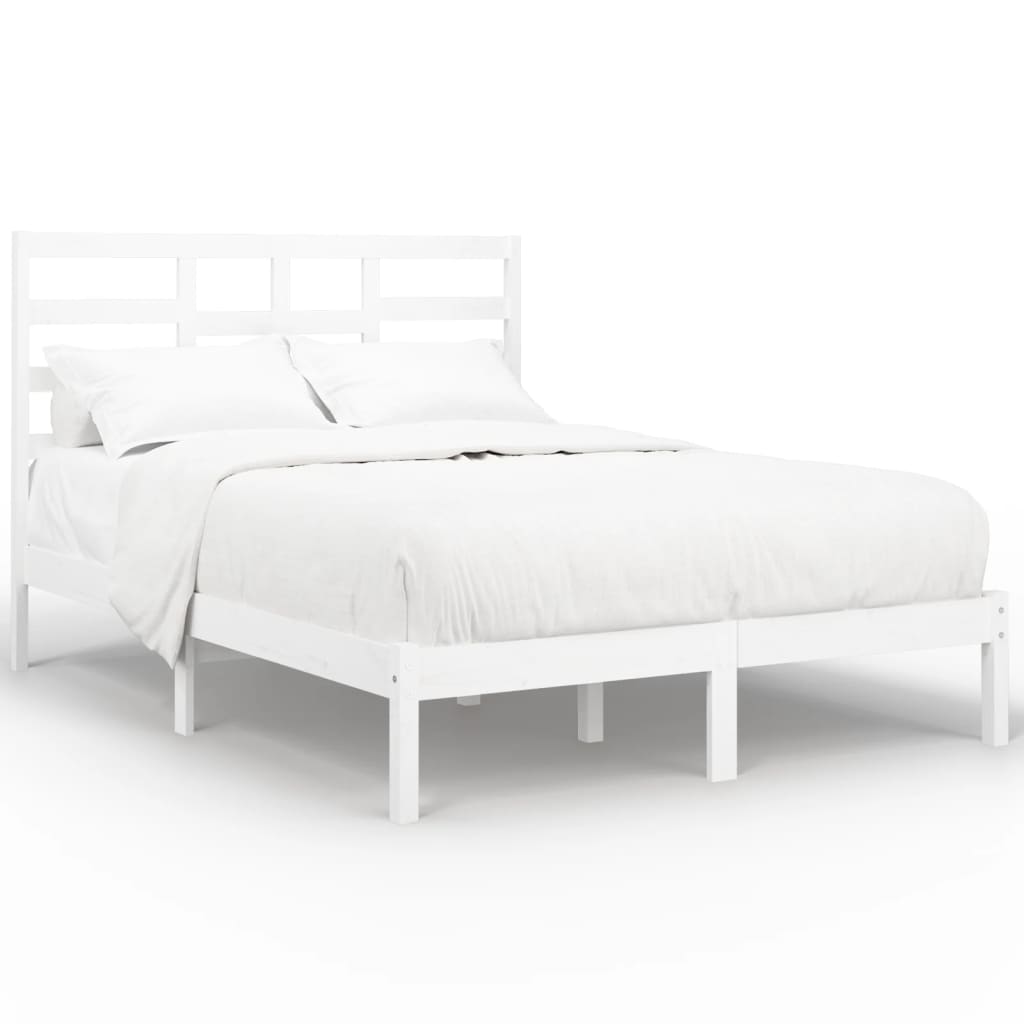 vidaXL Bed Frame without Mattress White Solid Wood 140x190 cm