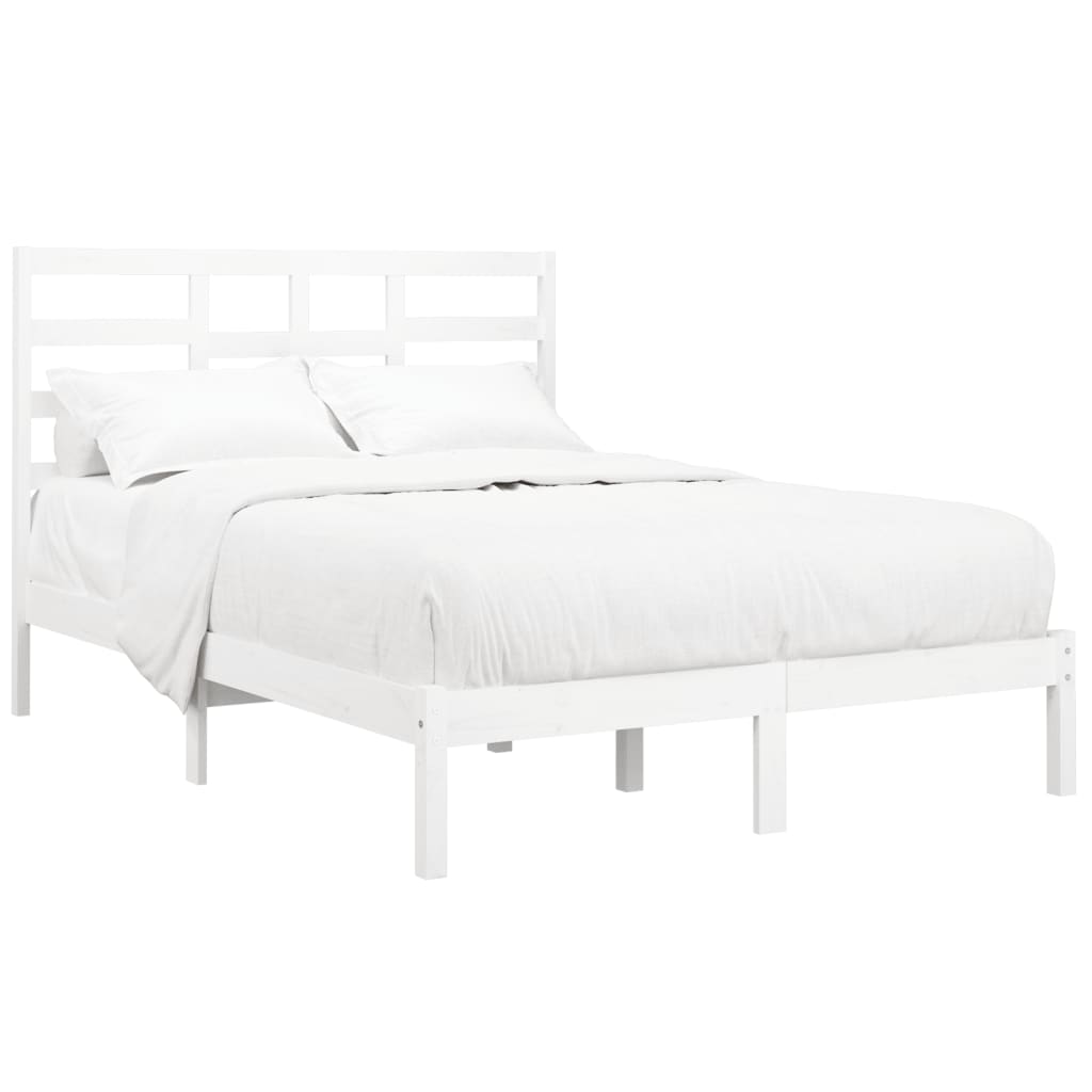 vidaXL Bed Frame without Mattress White Solid Wood 140x190 cm