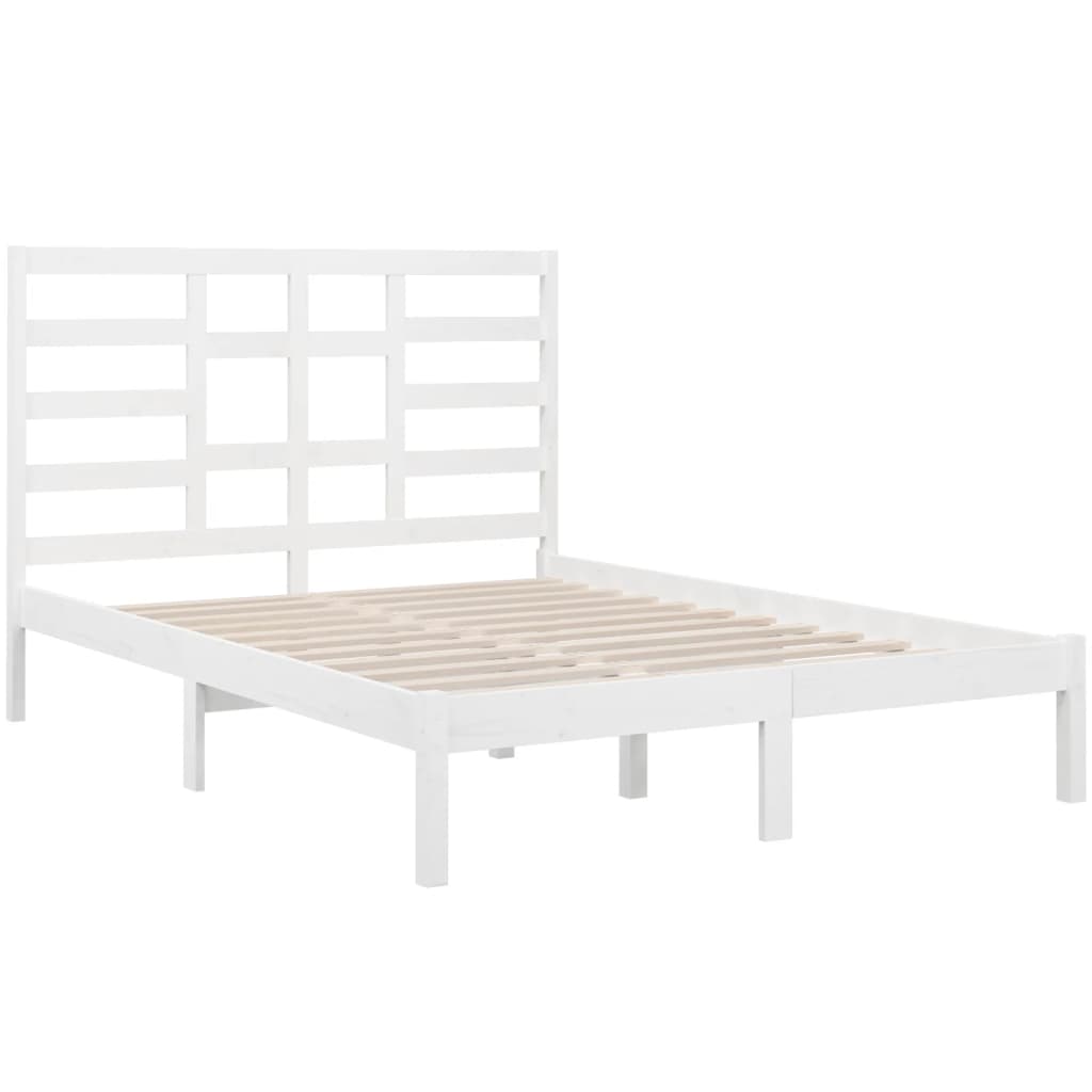 vidaXL Bed Frame without Mattress White Solid Wood 140x190 cm