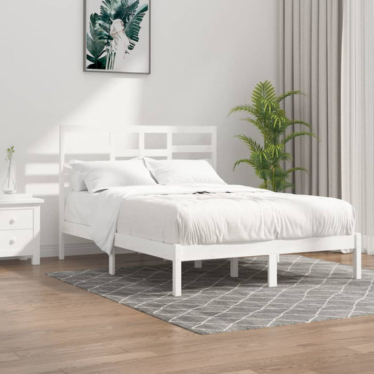 vidaXL Bed Frame without Mattress White Solid Wood 140x190 cm