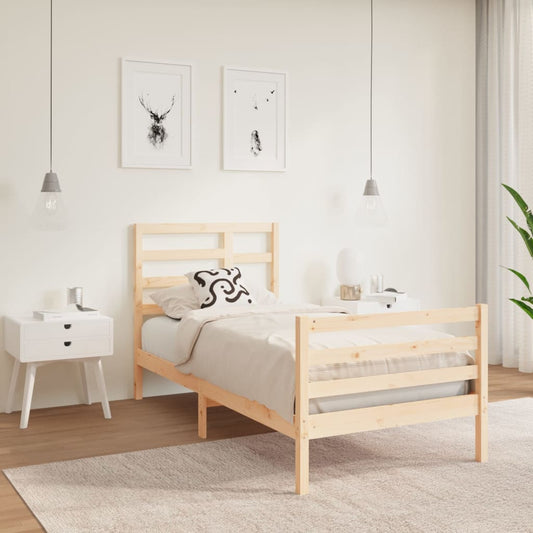 vidaXL Bed Frame without Mattress Solid Wood 75x190 cm Small Single