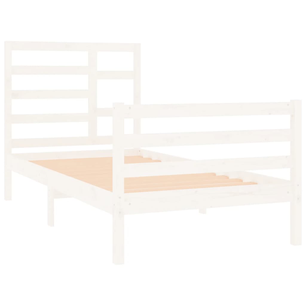 vidaXL Bed Frame without Mattress White Solid Wood 75x190 cm Small Single