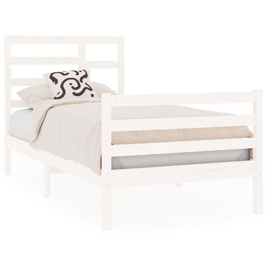 vidaXL Bed Frame without Mattress White Solid Wood 90x190 cm Single