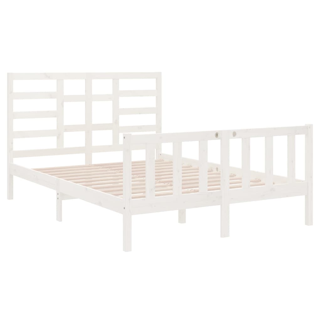 vidaXL Bed Frame without Mattress White Solid Wood 135x190 cm Double