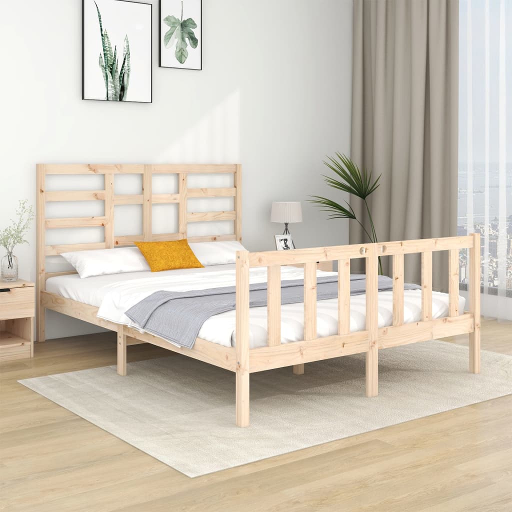 vidaXL Bed Frame without Mattress Solid Wood 140x190 cm