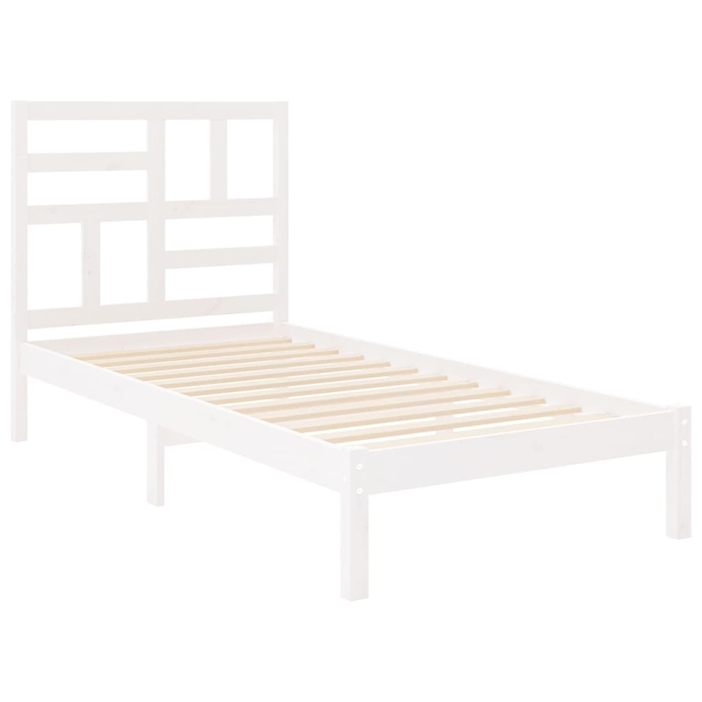 Bed Frame without Mattress White Solid Wood 90x200 cm