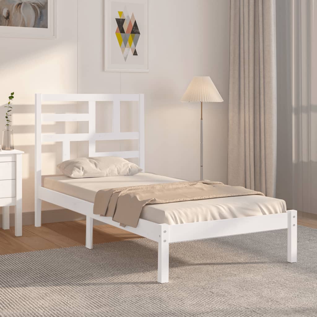 Bed Frame | White | Pine wood, Plywood | Single | Durable | Bed Frame