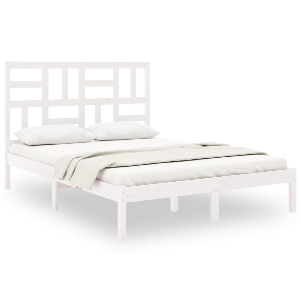 Bed Frame without Mattress White Solid Wood 120x200 cm