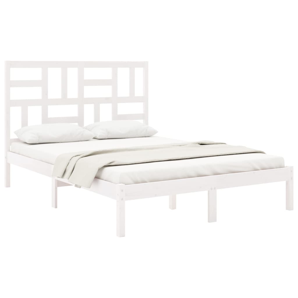Bed Frame without Mattress White Solid Wood 120x200 cm