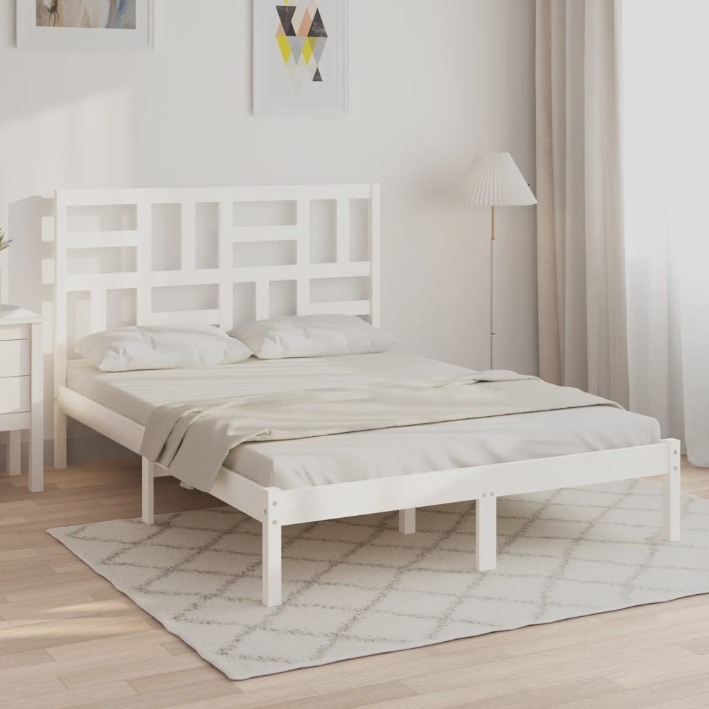 Bed Frame without Mattress White Solid Wood 160x200 cm