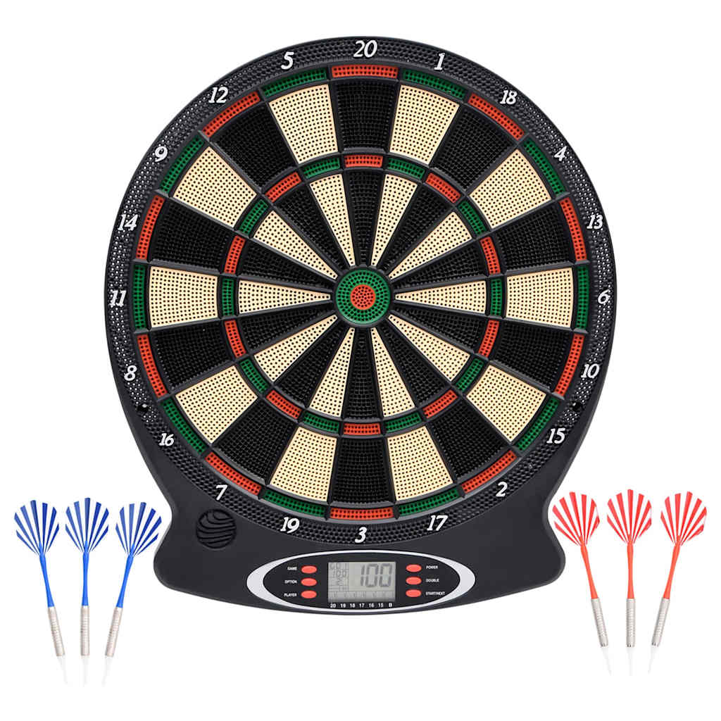 93581 vidaXL Electric Dartboard with Darts Black Polypropylene